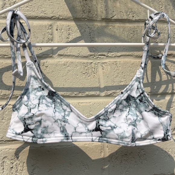 ASOS SWIM bikini top gray white marble 4 - Picture 1 of 10